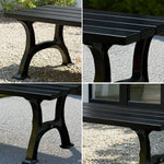 SOLARA Outdoor with Durable Weather-Resistant Wide Seat, Ergonomic - Structure Legs, Iron Finish Solid Bench Eco-Friendly - Black