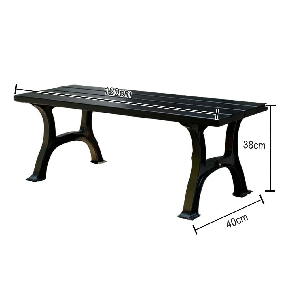 SOLARA Outdoor with Durable Weather-Resistant Wide Seat, Ergonomic - Structure Legs, Iron Finish Solid Bench Eco-Friendly - Black