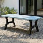 SOLARA Outdoor Iron Structure Finish with Solid Ergonomic Durable Seat, Bench Legs, - Wide Eco-Friendly Weather-Resistant - Blue