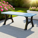 SOLARA Outdoor Iron Structure Finish with Solid Ergonomic Durable Seat, Bench Legs, - Wide Eco-Friendly Weather-Resistant - Blue