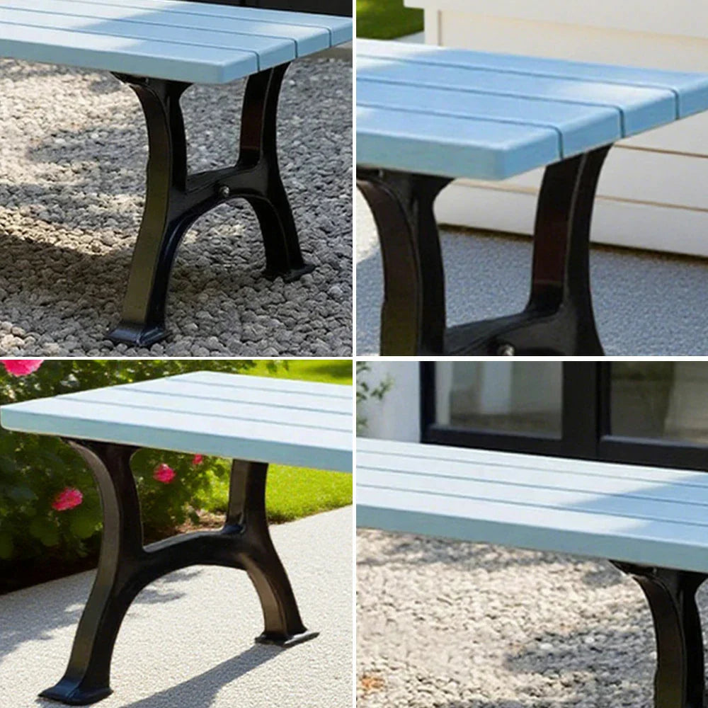 SOLARA Outdoor Iron Structure Finish with Solid Ergonomic Durable Seat, Bench Legs, - Wide Eco-Friendly Weather-Resistant - Blue