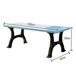 SOLARA Outdoor Iron Structure Finish with Solid Ergonomic Durable Seat, Bench Legs, - Wide Eco-Friendly Weather-Resistant - Blue