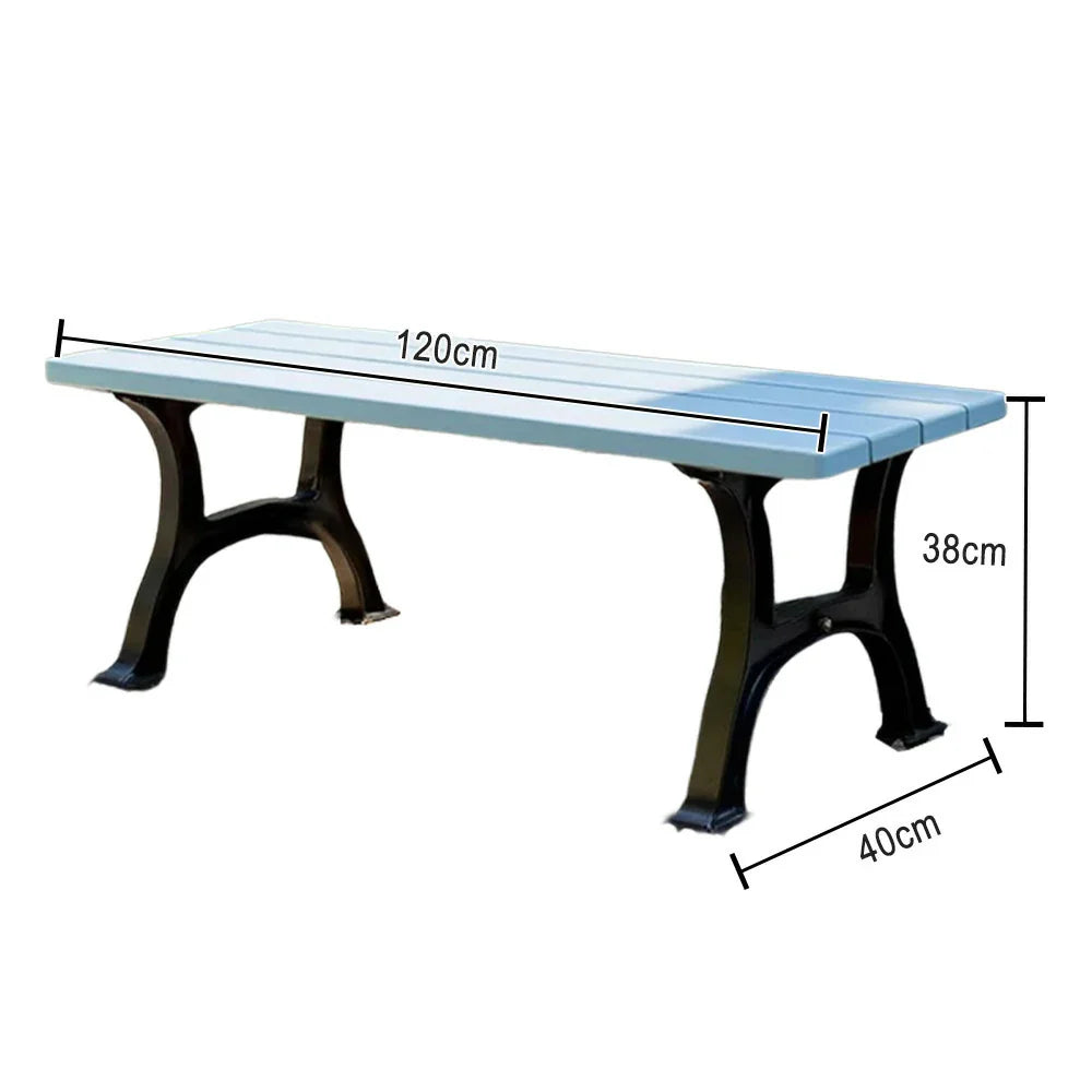 SOLARA Outdoor Iron Structure Finish with Solid Ergonomic Durable Seat, Bench Legs, - Wide Eco-Friendly Weather-Resistant - Blue