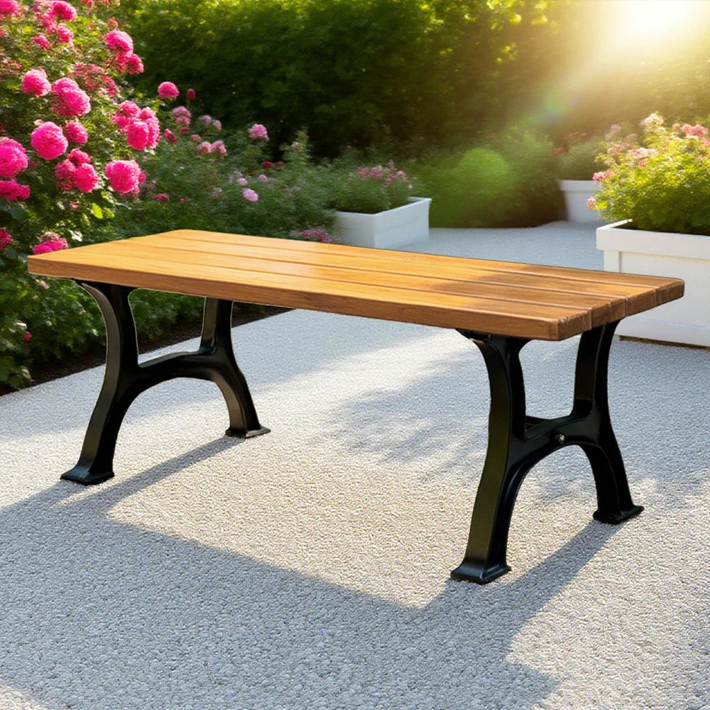 SOLARA Outdoor Legs, Structure Solid Ergonomic Finish Iron Durable Eco-Friendly Wide Weather-Resistant Bench - Seat, with - Yellow