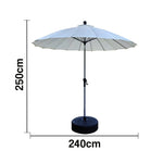 SOLARA Outdoor Patio Umbrella - 2.5m Canopy, Fiberglass Ribs, Carbon Steel Frame, UV & Rain Protection, 40L Water-Filled Base - Beige