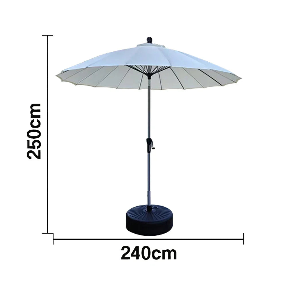 SOLARA Outdoor Patio Umbrella - 2.5m Canopy, Fiberglass Ribs, Carbon Steel Frame, UV & Rain Protection, 40L Water-Filled Base - Beige