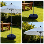 SOLARA Outdoor Patio Umbrella - 2.5m Canopy, Fiberglass Ribs, Carbon Steel Frame, UV & Rain Protection, 40L Water-Filled Base - Beige
