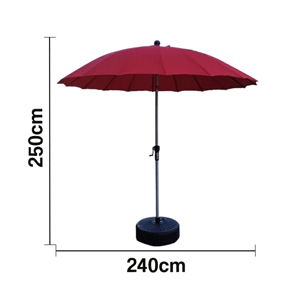 SOLARA Outdoor Patio Umbrella - 2.5m Canopy, Fiberglass Ribs, Carbon Steel Frame, UV & Rain Protection, 40L Water-Filled Base - Red