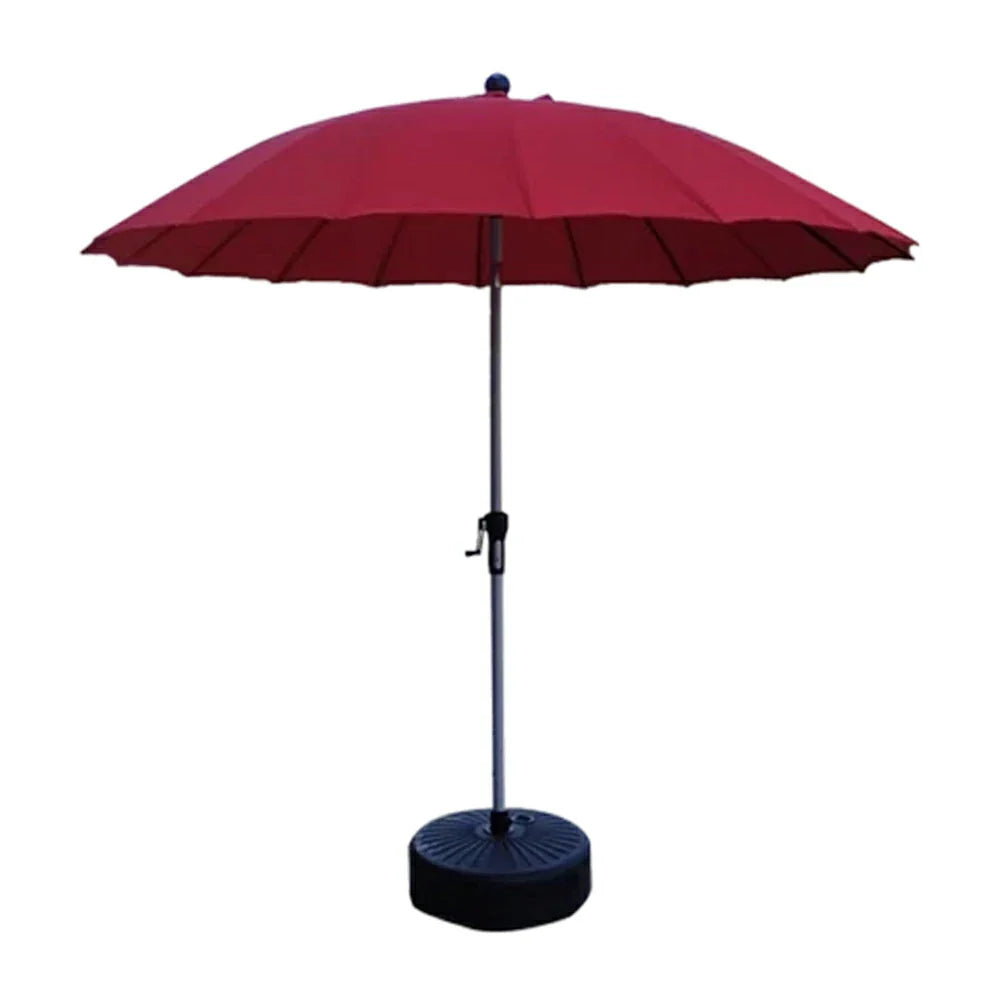 SOLARA Outdoor Patio Umbrella - 2.5m Canopy, Fiberglass Ribs, Carbon Steel Frame, UV & Rain Protection, 40L Water-Filled Base - Red