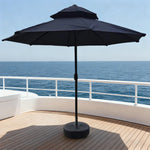 SOLARA Outdoor Patio Umbrella - 2.5m Sunshade Canopy, Carbon Steel Pole, Reinforced Fiberglass Ribs, Rain Protection, 40L Water Base - Black
