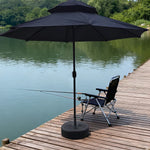 SOLARA Outdoor Patio Umbrella - 2.5m Sunshade Canopy, Carbon Steel Pole, Reinforced Fiberglass Ribs, Rain Protection, 40L Water Base - Black