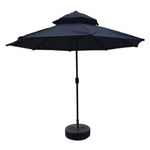 SOLARA Outdoor Patio Umbrella - 2.5m Sunshade Canopy, Carbon Steel Pole, Reinforced Fiberglass Ribs, Rain Protection, 40L Water Base - Black
