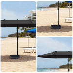 SOLARA Outdoor Patio Umbrella - 380/455cm Rectangular Canopy, Sun & Rain Cover, Heavy-Duty Frame, 60kg Water-Filled Base - Black