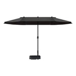 SOLARA Outdoor Patio Umbrella - 380/455cm Rectangular Canopy, Sun & Rain Cover, Heavy-Duty Frame, 60kg Water-Filled Base - Black