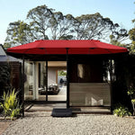 SOLARA Outdoor Patio Umbrella - 380/455cm Rectangular Canopy, Sun & Rain Cover, Heavy-Duty Frame, 60kg Water-Filled Base - Wine