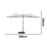 SOLARA Outdoor Patio Umbrella - 380/455cm Rectangular Canopy, Sun & Rain Cover, Heavy-Duty Frame, 60kg Water-Filled Base - Beige