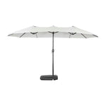 SOLARA Outdoor Patio Umbrella - 380/455cm Rectangular Canopy, Sun & Rain Cover, Heavy-Duty Frame, 60kg Water-Filled Base - Beige
