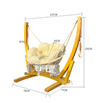 SOLARA Outdoor Seat, Solid 137cm Cushion Adjustable Relaxation Rope Durable with Height Patio Wooden Set Swing - Frame, Chair Wood Garden - Premium Yellow
