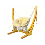 SOLARA Outdoor Seat, Solid 137cm Cushion Adjustable Relaxation Rope Durable with Height Patio Wooden Set Swing - Frame, Chair Wood Garden - Premium Yellow