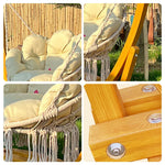 SOLARA Outdoor Seat, Solid 137cm Cushion Adjustable Relaxation Rope Durable with Height Patio Wooden Set Swing - Frame, Chair Wood Garden - Premium Yellow