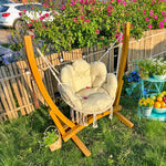 SOLARA Outdoor Seat, Solid 137cm Cushion Adjustable Relaxation Rope Durable with Height Patio Wooden Set Swing - Frame, Chair Wood Garden - Premium Yellow