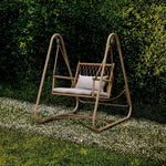 SOLARA Single Swing Bamboo Garden Rattan Chair 121cm - Relaxing Patio Handwoven Design, Seating - Steel Alloy Durable Frame, Yellow