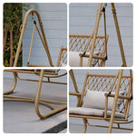 SOLARA Single Swing Bamboo Garden Rattan Chair 121cm - Relaxing Patio Handwoven Design, Seating - Steel Alloy Durable Frame, Yellow