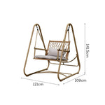 SOLARA Single Swing Bamboo Garden Rattan Chair 121cm - Relaxing Patio Handwoven Design, Seating - Steel Alloy Durable Frame, Yellow
