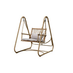 SOLARA Single Swing Bamboo Garden Rattan Chair 121cm - Relaxing Patio Handwoven Design, Seating - Steel Alloy Durable Frame, Yellow