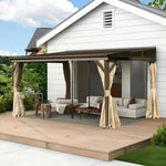 SOLARA Outdoor Curtains Canopy - Design Dual - Reinforced Aluminium with High-Low Frame Brown