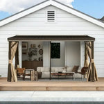 SOLARA Outdoor Curtains Canopy - Design Dual - Reinforced Aluminium with High-Low Frame Brown