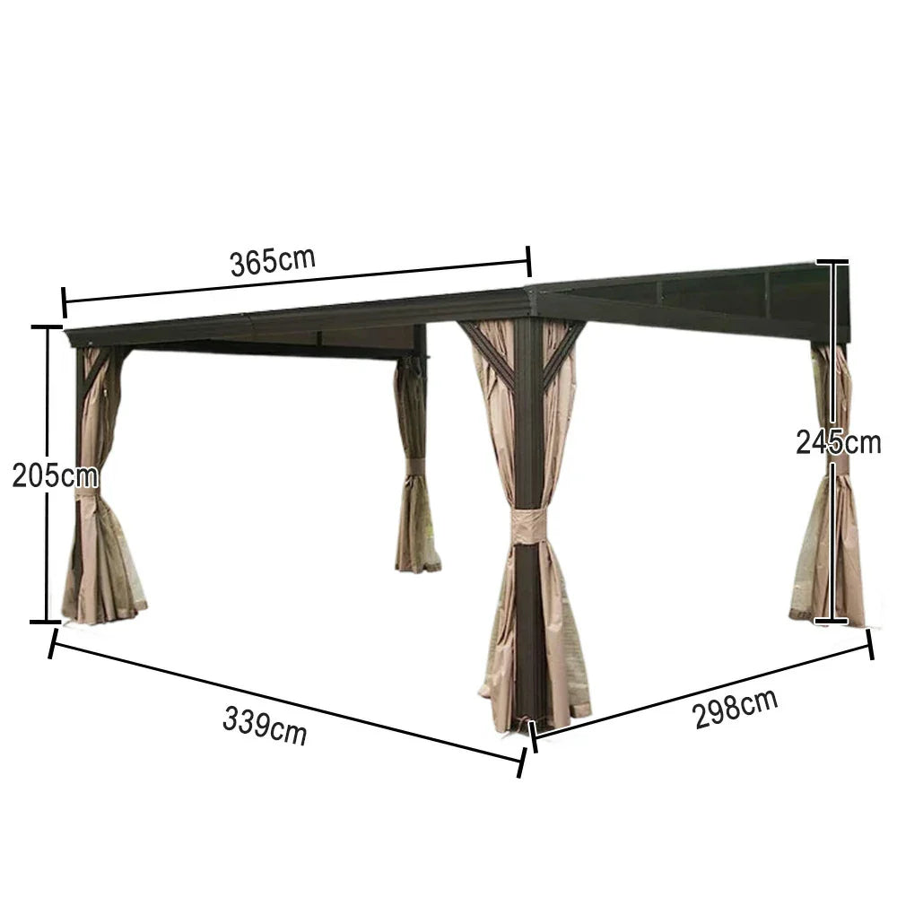 SOLARA Outdoor Curtains Canopy - Design Dual - Reinforced Aluminium with High-Low Frame Brown