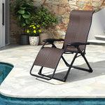 SOLARA Foldable Load Chair - Solid Adjustable PE Reclining Design, Max Rattan, - Lounge Space-Saving Storage, Wood Outdoor 150kg Brown