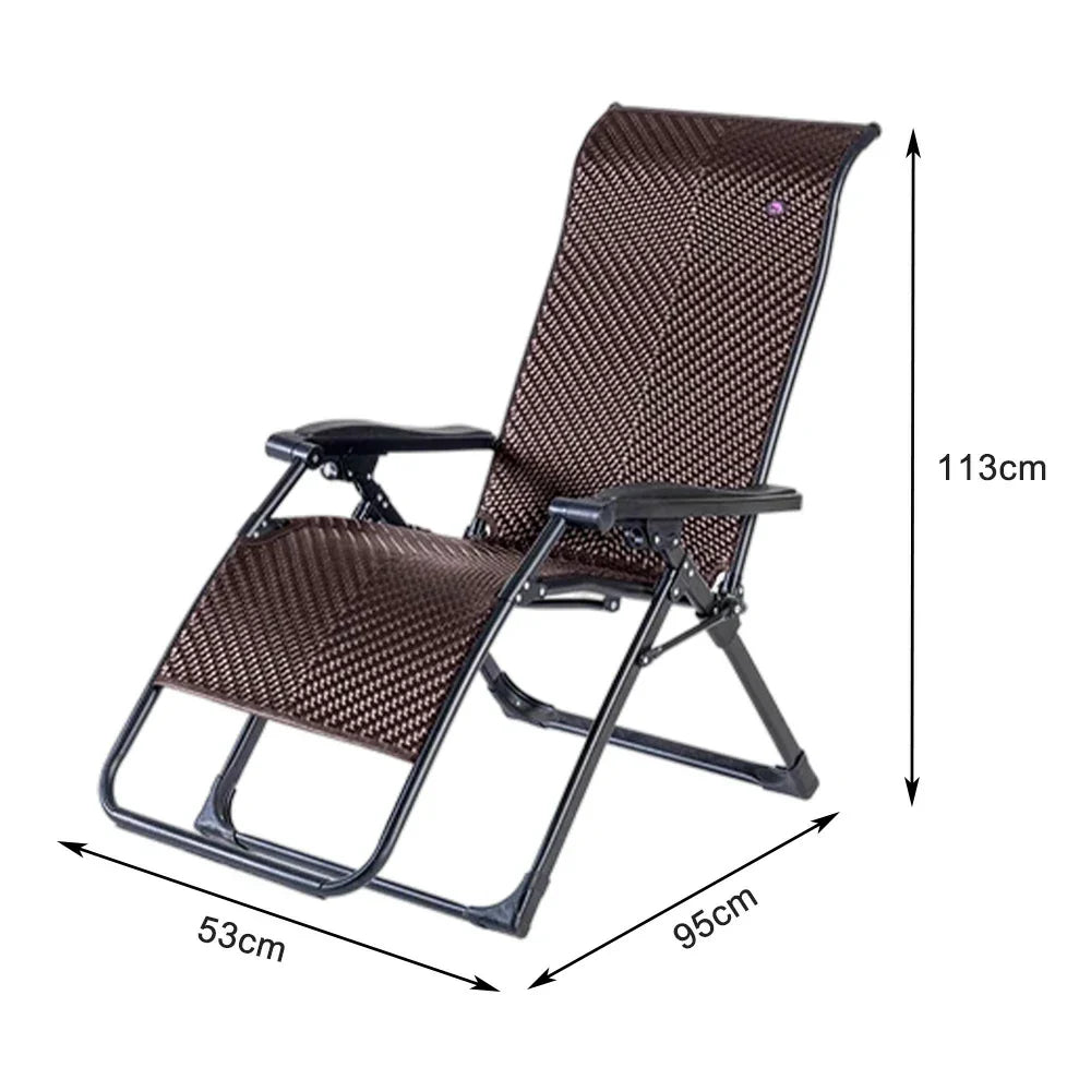 SOLARA Foldable Load Chair - Solid Adjustable PE Reclining Design, Max Rattan, - Lounge Space-Saving Storage, Wood Outdoor 150kg Brown