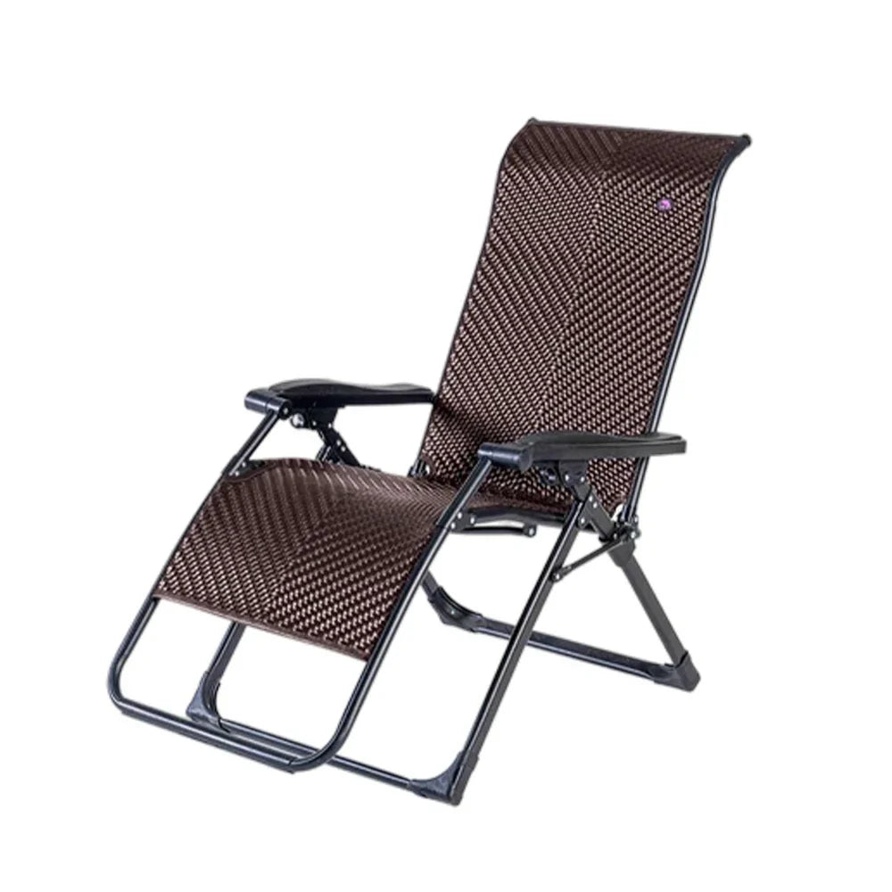 SOLARA Foldable Load Chair - Solid Adjustable PE Reclining Design, Max Rattan, - Lounge Space-Saving Storage, Wood Outdoor 150kg Brown