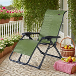 SOLARA Foldable Rattan, Space-Saving Storage, Outdoor 150kg Adjustable Design, Chair - PE Wood Solid Lounge Reclining Load Max - Green