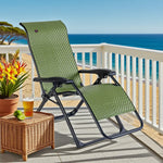 SOLARA Foldable Rattan, Space-Saving Storage, Outdoor 150kg Adjustable Design, Chair - PE Wood Solid Lounge Reclining Load Max - Green