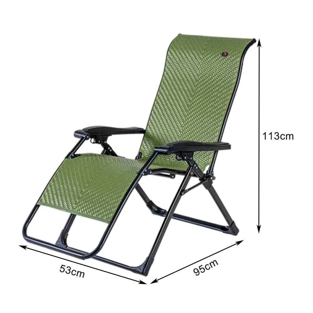 SOLARA Foldable Rattan, Space-Saving Storage, Outdoor 150kg Adjustable Design, Chair - PE Wood Solid Lounge Reclining Load Max - Green