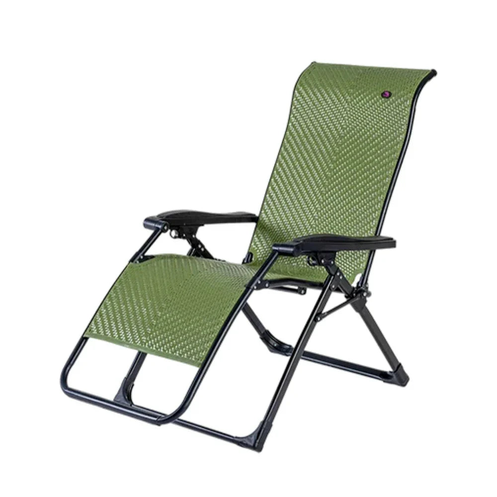 SOLARA Foldable Rattan, Space-Saving Storage, Outdoor 150kg Adjustable Design, Chair - PE Wood Solid Lounge Reclining Load Max - Green