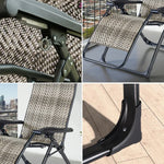 SOLARA Foldable 150kg Wood Load Rattan, Storage, - Lounge Solid Max Design, Chair Reclining Outdoor Space-Saving Adjustable PE Grey
