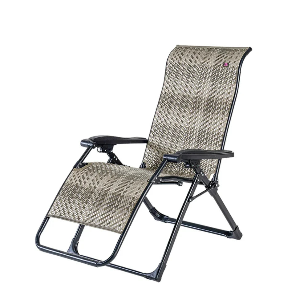 SOLARA Foldable 150kg Wood Load Rattan, Storage, - Lounge Solid Max Design, Chair Reclining Outdoor Space-Saving Adjustable PE Grey
