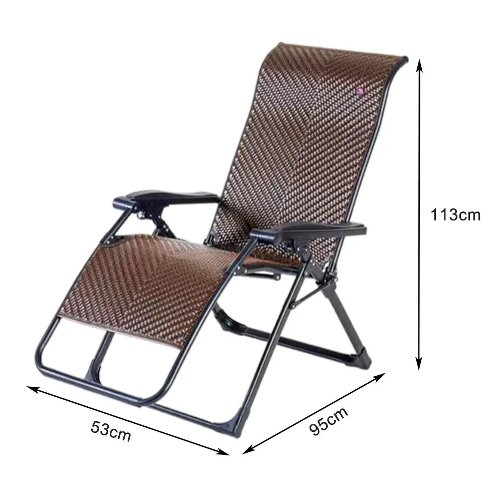 SOLARA Foldable PE - Chair Light Solid Outdoor Adjustable Wood Reclining Max Load - Design, 150kg Storage, Lounge Rattan, Space-Saving Brown