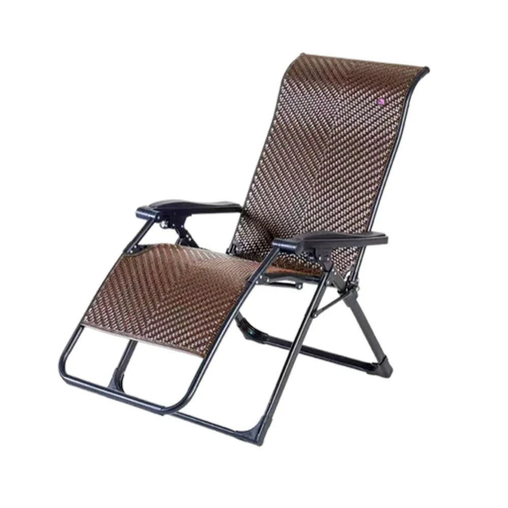 SOLARA Foldable PE - Chair Light Solid Outdoor Adjustable Wood Reclining Max Load - Design, 150kg Storage, Lounge Rattan, Space-Saving Brown