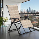 SOLARA Foldable Max Reclining Rattan, Lounge Load Space-Saving Outdoor Design, Solid Storage, Chair PE Wood - Adjustable - 150kg White