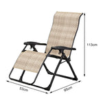 SOLARA Foldable Max Reclining Rattan, Lounge Load Space-Saving Outdoor Design, Solid Storage, Chair PE Wood - Adjustable - 150kg White