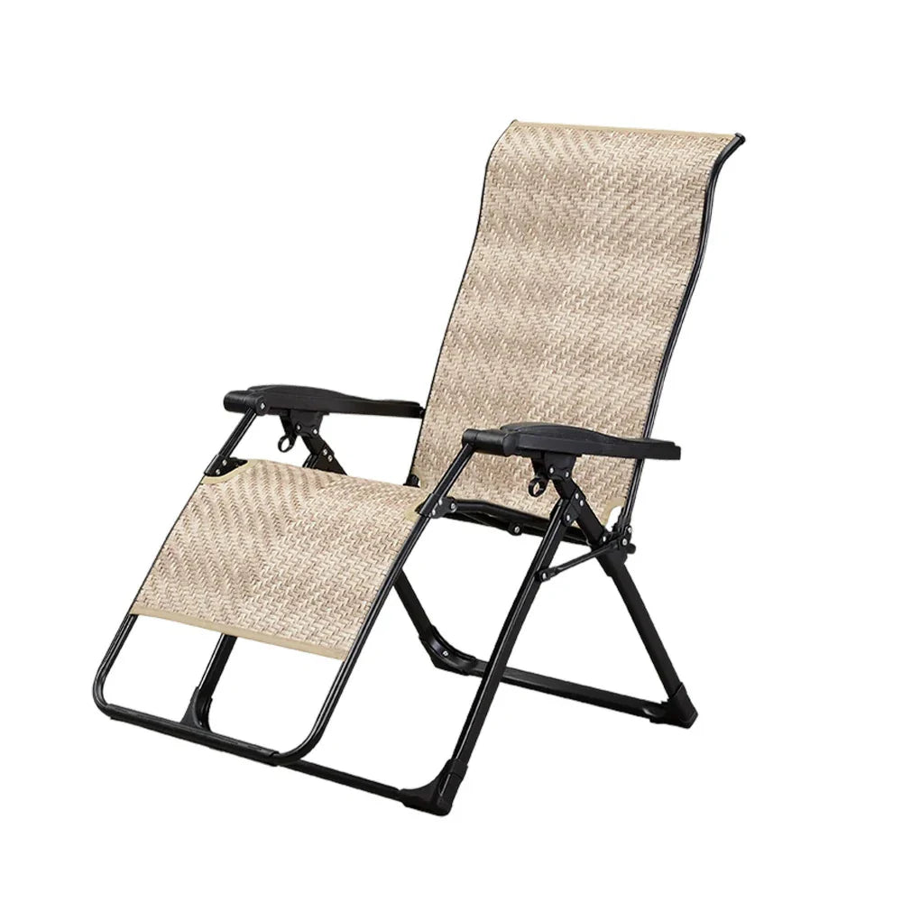 SOLARA Foldable Max Reclining Rattan, Lounge Load Space-Saving Outdoor Design, Solid Storage, Chair PE Wood - Adjustable - 150kg White