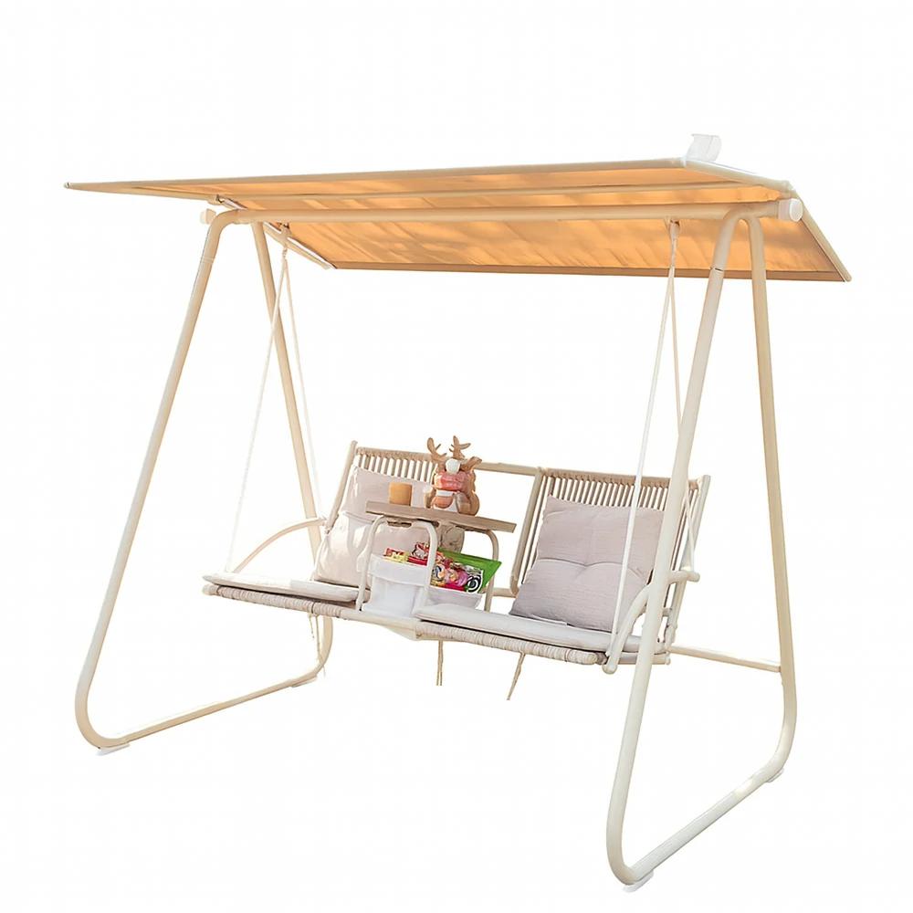SOLARA Outdoor Multi-Functional Patio Chair Frame, Swing Steel - Garden Alloy Storage Organizer, Design Canopy Relaxation with Seat - White