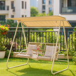 SOLARA Outdoor Multi-Functional Patio Chair Frame, Swing Steel - Garden Alloy Storage Organizer, Design Canopy Relaxation with Seat - White