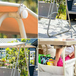 SOLARA Outdoor Multi-Functional Patio Chair Frame, Swing Steel - Garden Alloy Storage Organizer, Design Canopy Relaxation with Seat - White