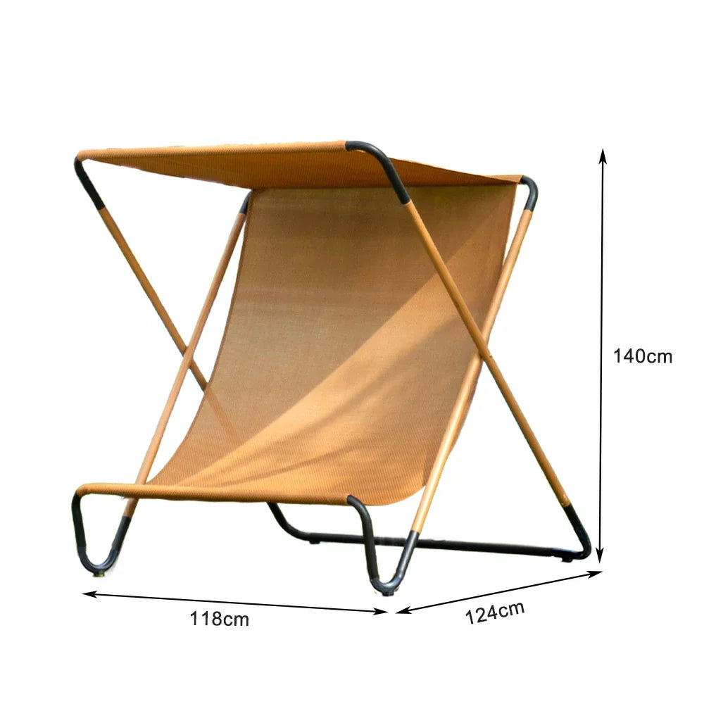 SOLARA Outdoor Garden Design, Folding Fabric Waterproof Steel Sunshade - Frame, Alloy Chair Patio Recliner, - Brown